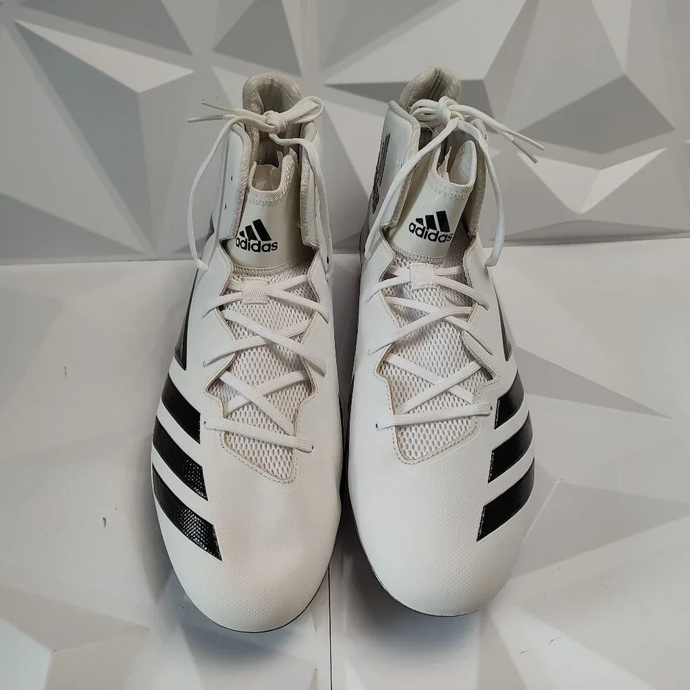 Adidas Mens Football Cleats 17 White Black Shoe Lacrosse High Molded Athletic - Picture 6 of 12